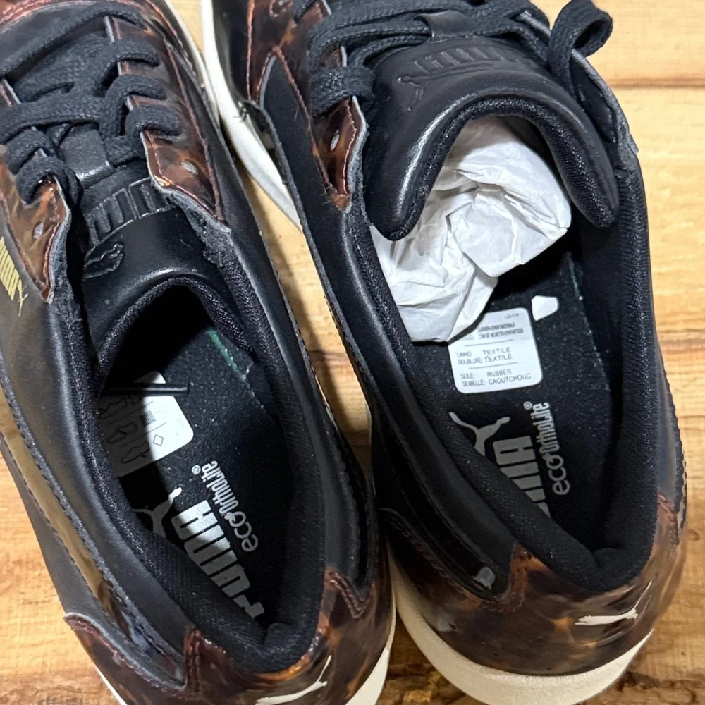 *NEW* Puma Pointy Creepers Patent Black and Tortoise Lace Up Size 10 A43